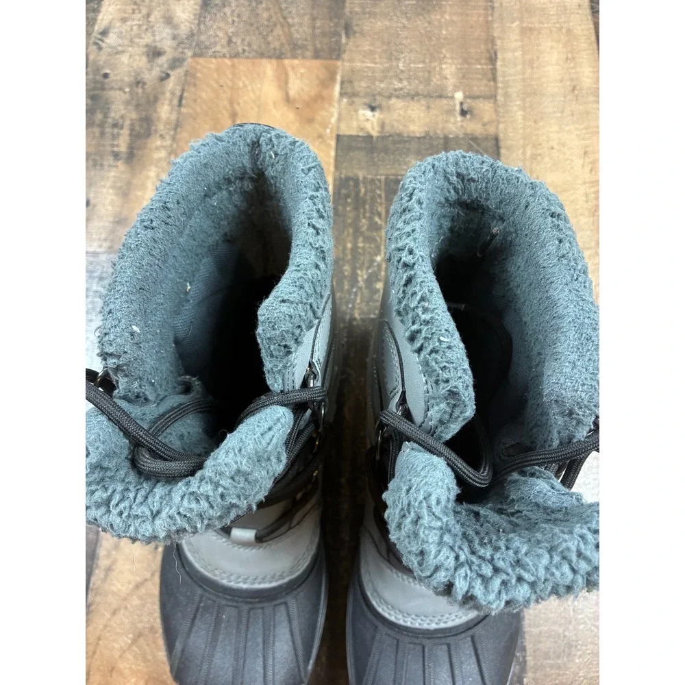 Crocs AllCast II Luxe Winter Boots Grey Black Faux Fur Lined Mens 6 Womens 8